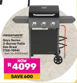 Game Megamaster Onyx Series 3-Burner Patio Gas Braai 720-1094 offer