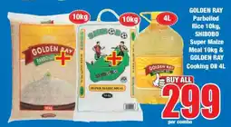 Boxer GOLDEN RAY Parboiled Rice 10kg, SHIBOBO Super Maize Meal 10kg & GOLDEN RAY Cooking Oil 4L offer
