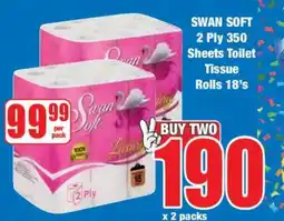 Boxer SWAN SOFT 2 Ply 350 Sheets Toilet Tissue Rolls 18's offer