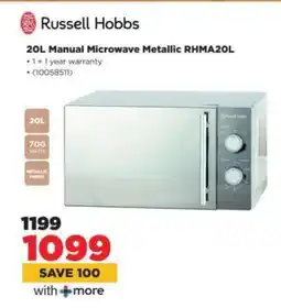 HiFi Corp Russell Hobbs 20L Manual Microwave Metallic RHMA20L offer