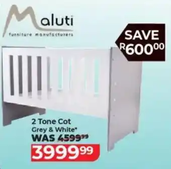Baby City Maluti 2 Tone Cot Grey & White offer