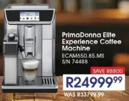 Hirsch's DeLonghi PrimaDonna Elite Experience Coffee Machine offer