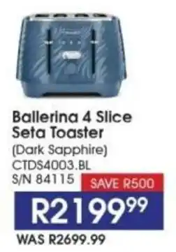 Hirsch's DeLonghi Ballerina 4 Slice Seta Toaster offer