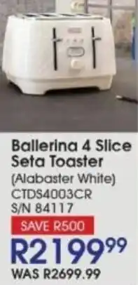 Hirsch's DeLonghi Ballerina 4 Slice Seta Toaster offer