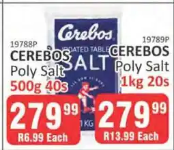 KitKat Cash and Carry CEREBOS Poly Salt 500g 40s offer
