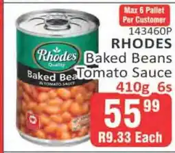 KitKat Cash and Carry RHODES Baked Beans Tomato Sauce 410g 6s offer