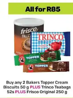 Game Frisco Original, Trinco Teabags, Bakers Topper Cream Biscuits offer