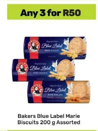 Game Bakers Blue Label Marie Biscuits 200 g Assorted offer