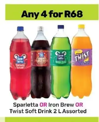 Game Sparletta OR Iron Brew OR Twist Soft Drink 2 L Assorted offer