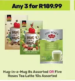 Game Hug-in-a-Mug 8s Assorted OR Five Roses Tea Latte 10s Assorted offer