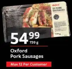 Oxford Freshmarket Oxford pork sausages offer