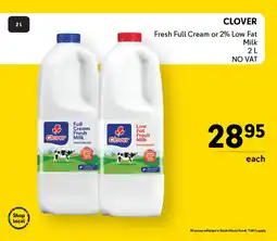 Makro CLOVER Fresh Full Cream or 2% Low Fat Milk offer
