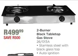 House & Home Totai 2-Burner Black Tabletop Gas Stove offer