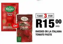 Take 'n Pay Rhodes or la italiana tomato paste offer