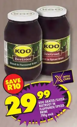 Shoprite Koo grated/ sliced beetroot in flavoured/ spiced brine offer
