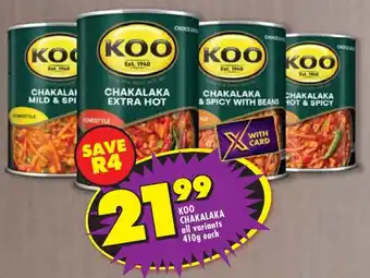 Shoprite Koo chakalaka all variants offer
