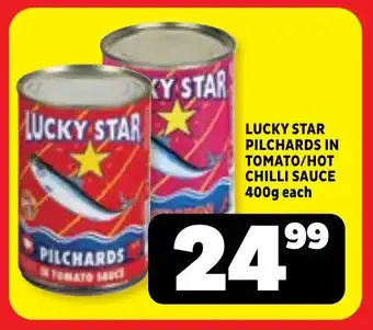 Usave Lucky star pilchards in tomato/ hot chilli sauce offer
