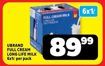 Usave Ubrand full cream long life milk offer