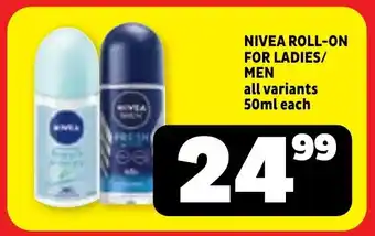 Usave Nivea roll-on for ladies/ men offer