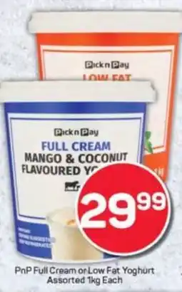 Pick n Pay PnP Full Cream or Low Fat Yoghurt Assorted offer