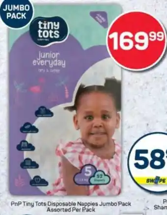 Pick n Pay PnP Tiny Tots Disposable Nappies Jumbo Pack Assorted Per Pack offer