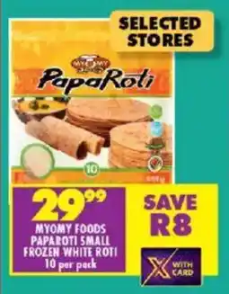 Shoprite Myomy foods paparoti small frozen white roti offer