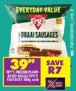 Shoprite Fry's frozen plant-based braai/spicy sausages offer