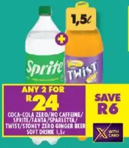 Shoprite Coca-cola zero/ no caffeine/ sprite/ fanta/ sparletta/ twist/ toney zero ginger beer soft drink offer