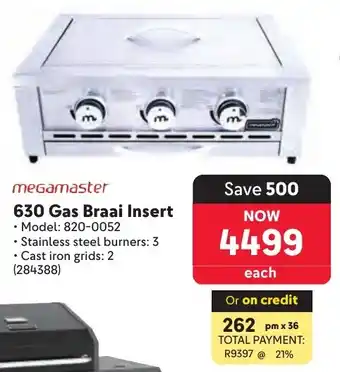 Makro Megamaster 630 Gas Braai Insert offer