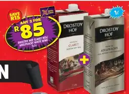 Shoprite DROSTDY HOF CLARET RED/ ADELPRACT WHITE WINE offer