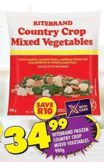 Shoprite RITEBRAND FROZEN COUNTRY CROP MIXED VEGETABLES 900g offer