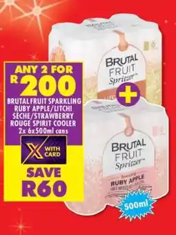 Shoprite BRUTALFRUIT SPARKLING RUBY APPLE/LITCHI SECHE/STRAWBERRY ROUGE SPIRIT COOLER 2x 6x500ml cans offer