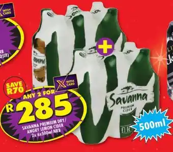 Shoprite SAVANNA PREMIUM DRY/ANGRY LEMON CIDER 2x 6x500ml NRB offer