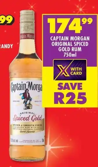 Shoprite CAPTAIN MORGAN ORIGINAL SPICED GOLD RUM 750ml offer