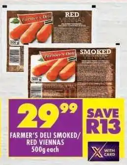 Shoprite FARMER'S DELI SMOKED/RED VIENNAS offer