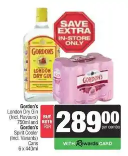 Spar Tops Gordon's London Dry Gin and Spirit Cooler offer