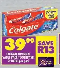 Shoprite COLGATE ORIGINAL VALUE PACK TOOTHPASTE offer