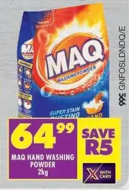 Shoprite MAQ HAND WASHING POWDER 2kg offer