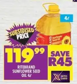 Shoprite Ritebrand Sunflower Seed Oil 4ℓ offer