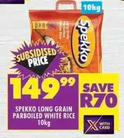 Shoprite Spekko Long Grain Parboiled White Rice 10kg offer