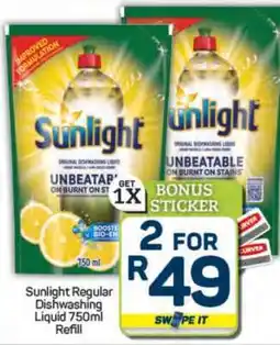 Pick n Pay Hypermarket Sunlight Regular Dishwashing Liquid 750ml Refill offer