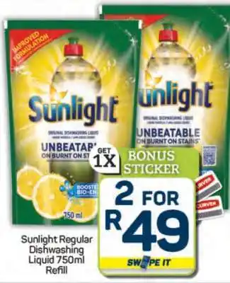 Pick n Pay Hypermarket Sunlight Regular Dishwashing Liquid 750ml Refill offer
