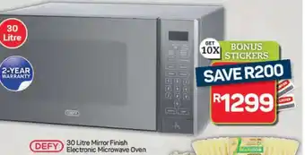 Pick n Pay Hypermarket DEFY 30 Litre Mirror Finish Electronic Microwave Oven offer