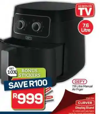 Pick n Pay Hypermarket DEFY 7.6 Litre Manual Air Fryer offer