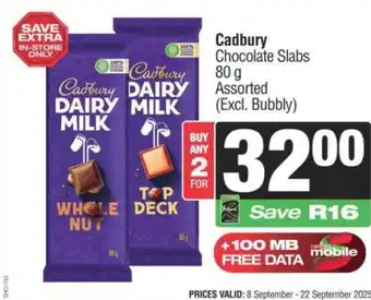 Spar Cadbury Chocolate Slabs offer