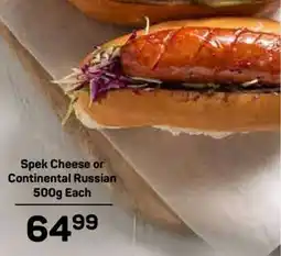 Pick n Pay Spek Cheese or Continental Russian 500g Each offer