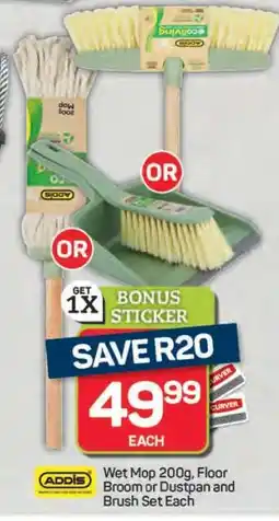 Pick n Pay Hypermarket Wet Mop 200g, Floor Broom or Dustpan and Brush Set offer