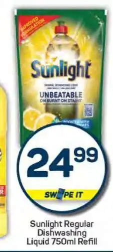 Pick n Pay Sunlight Regular Dishwashing Liquid 750ml Refill offer