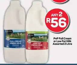 Pick n Pay PnP Full Cream or Low Fat Milk Assorted 2 Litre offer