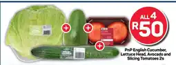 Pick n Pay PnP English Cucumber, Lettuce Head, Avocado and Slicing Tomatoes 2s offer